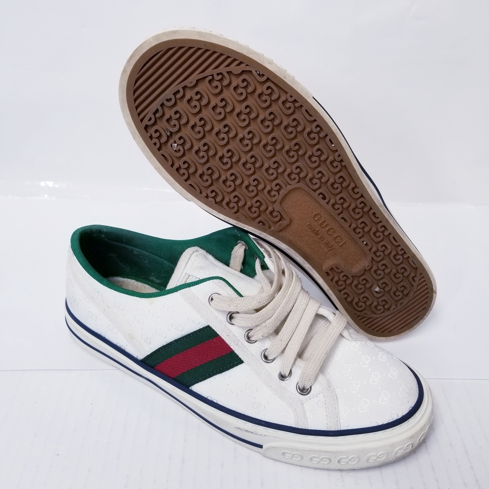Gucci White Sneakers with Green and Red Accents - Picture 2 of 6